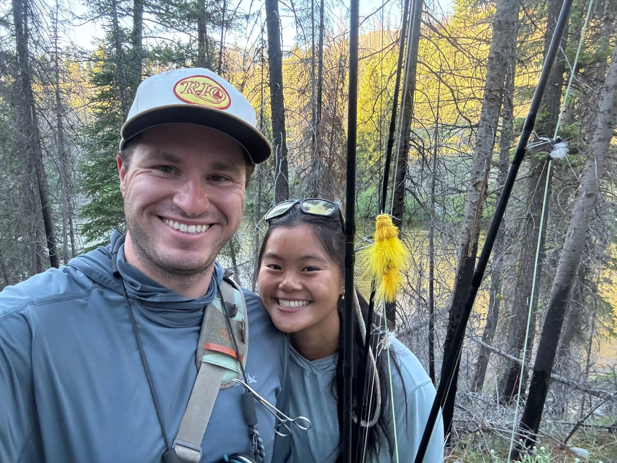 Selfie with fly rods in an aspen grove