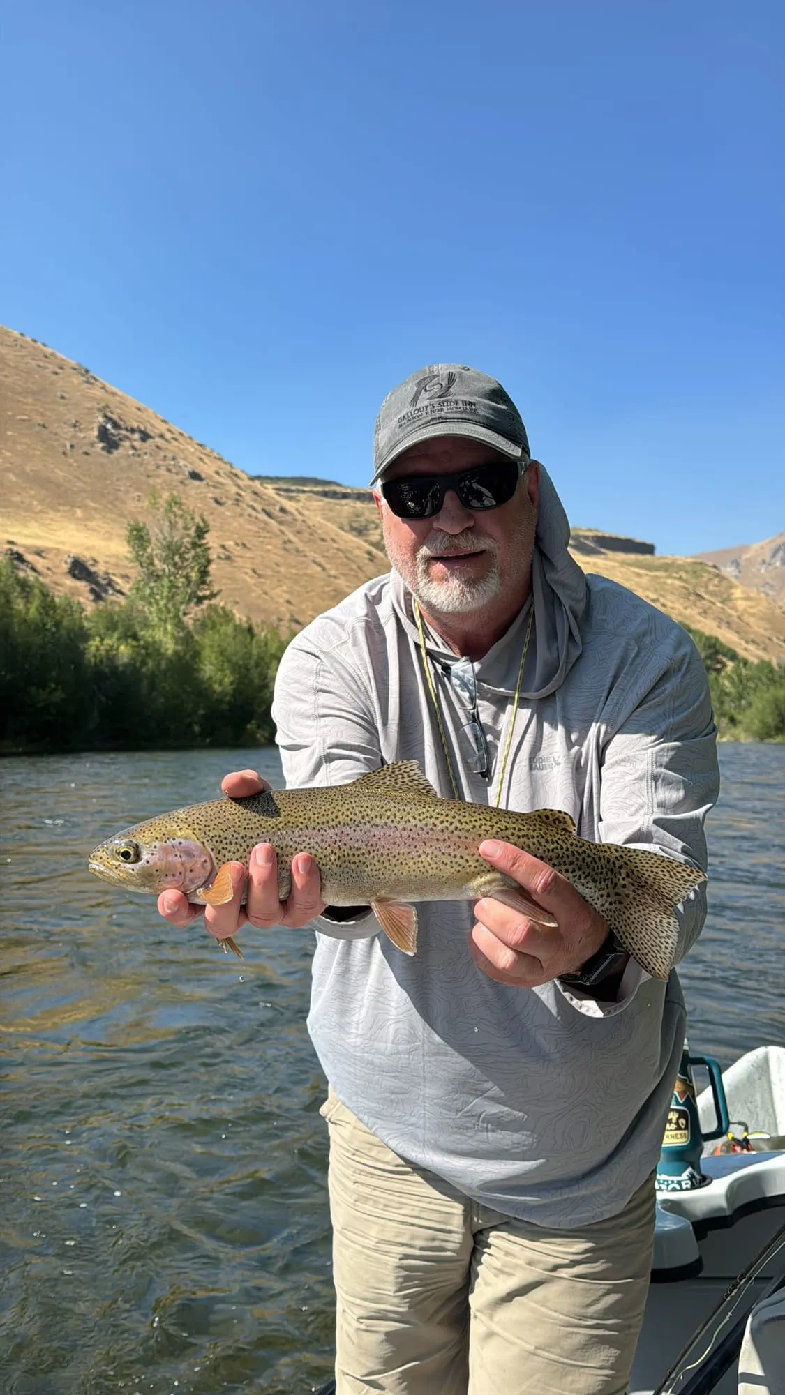 A trout from the boat in the canyon