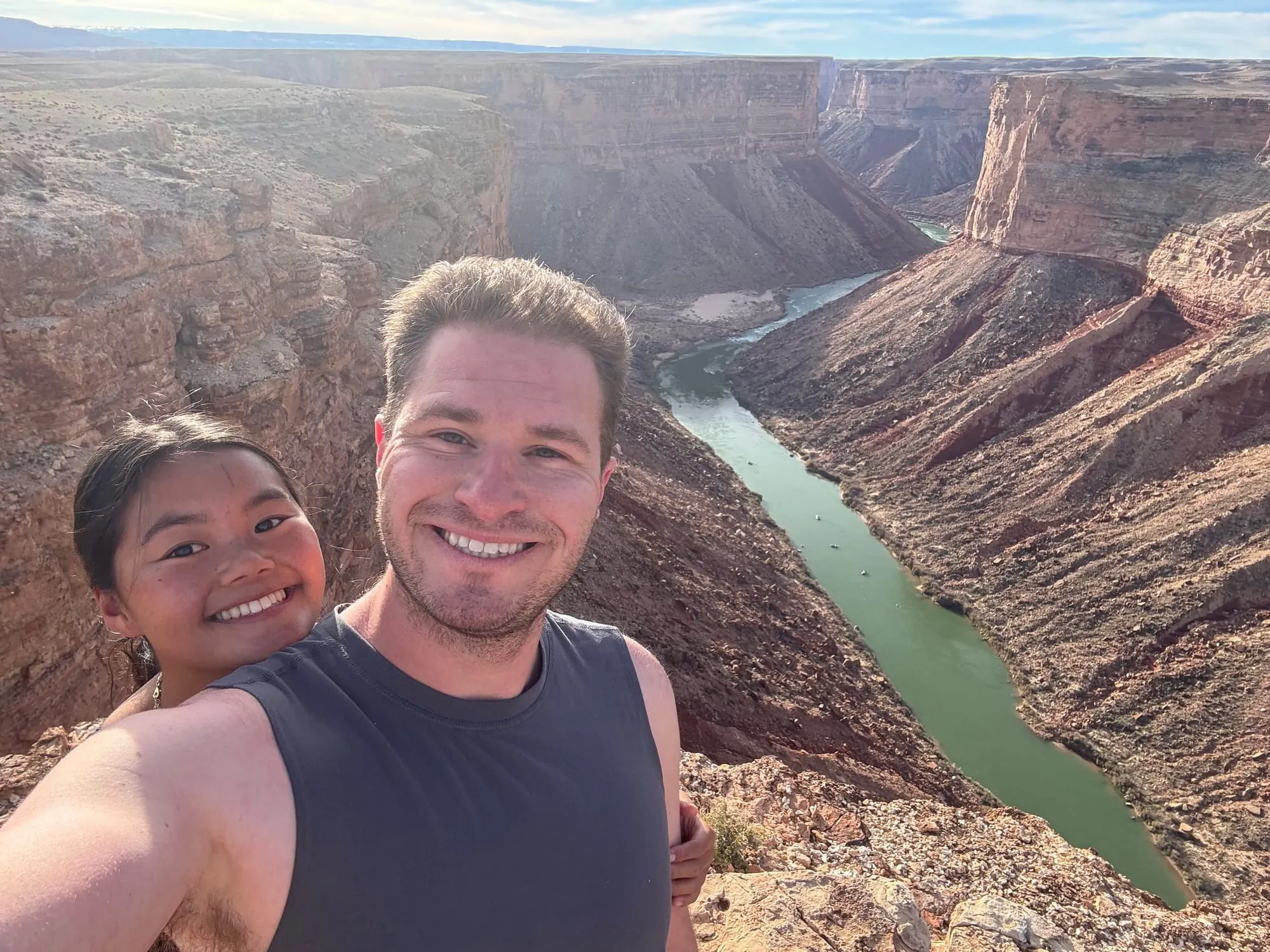 Selfie above a river gorge