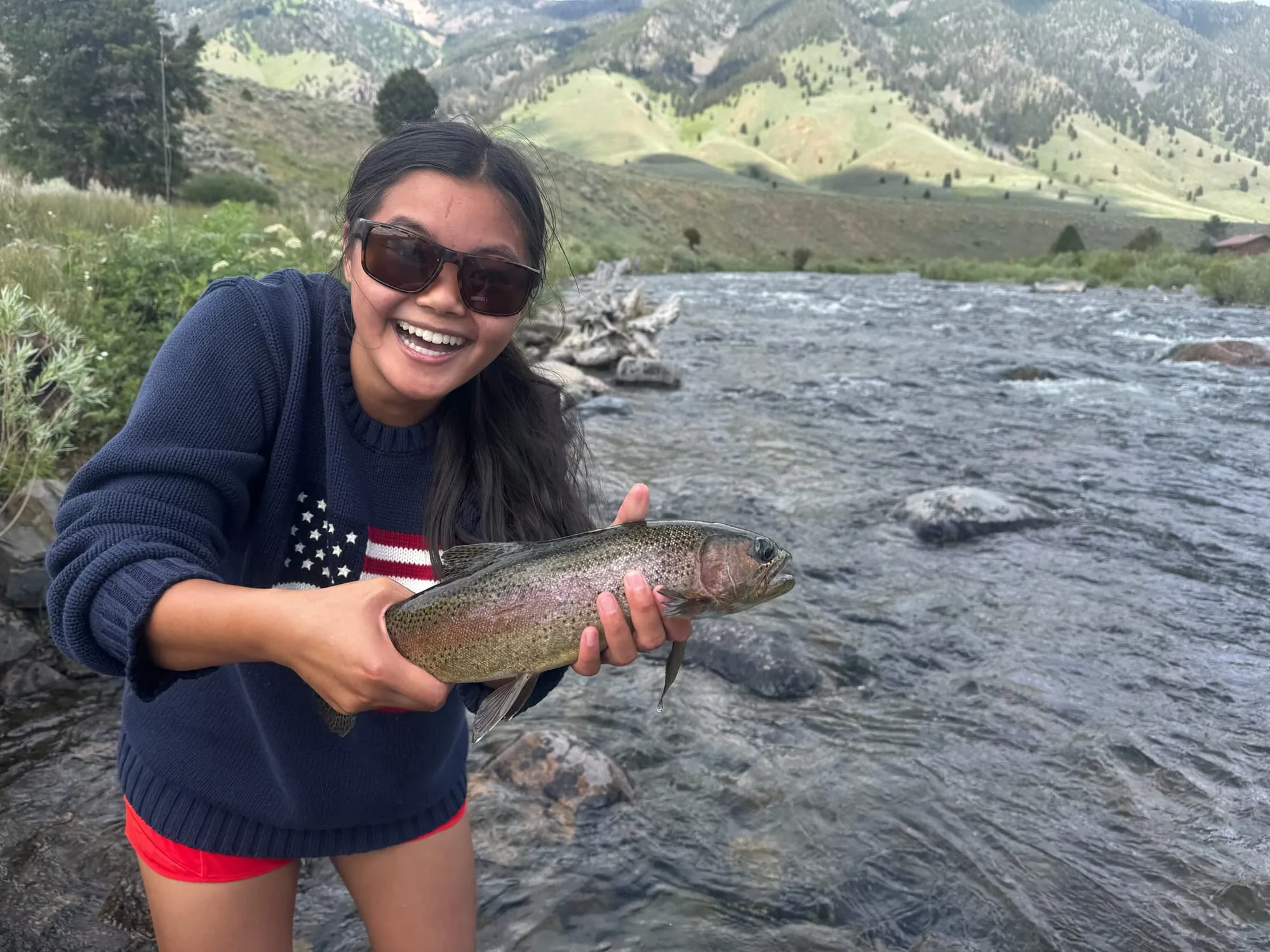 A rainbow trout caught on the Fourth of July