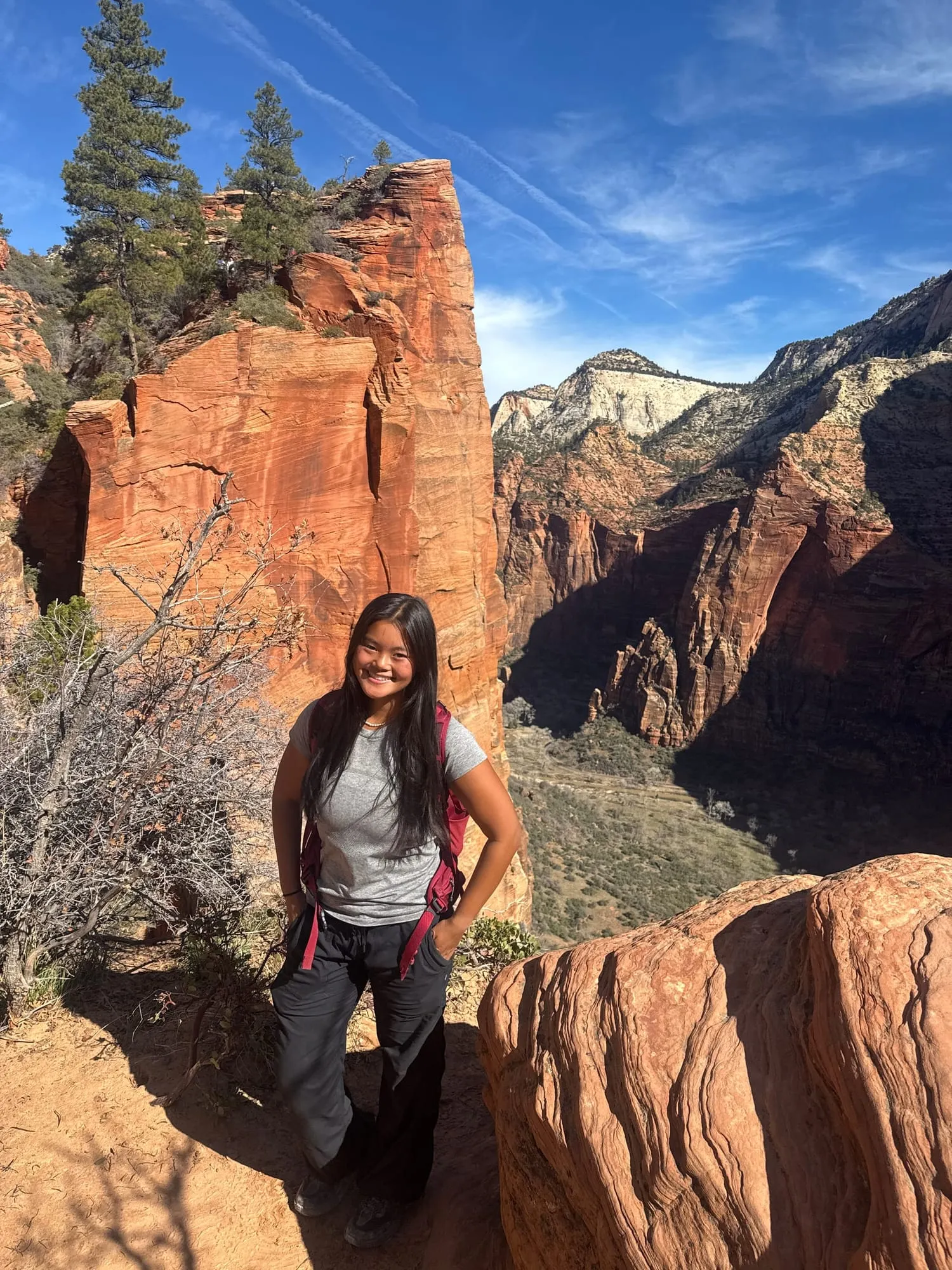 On the trail high above Zion canyon