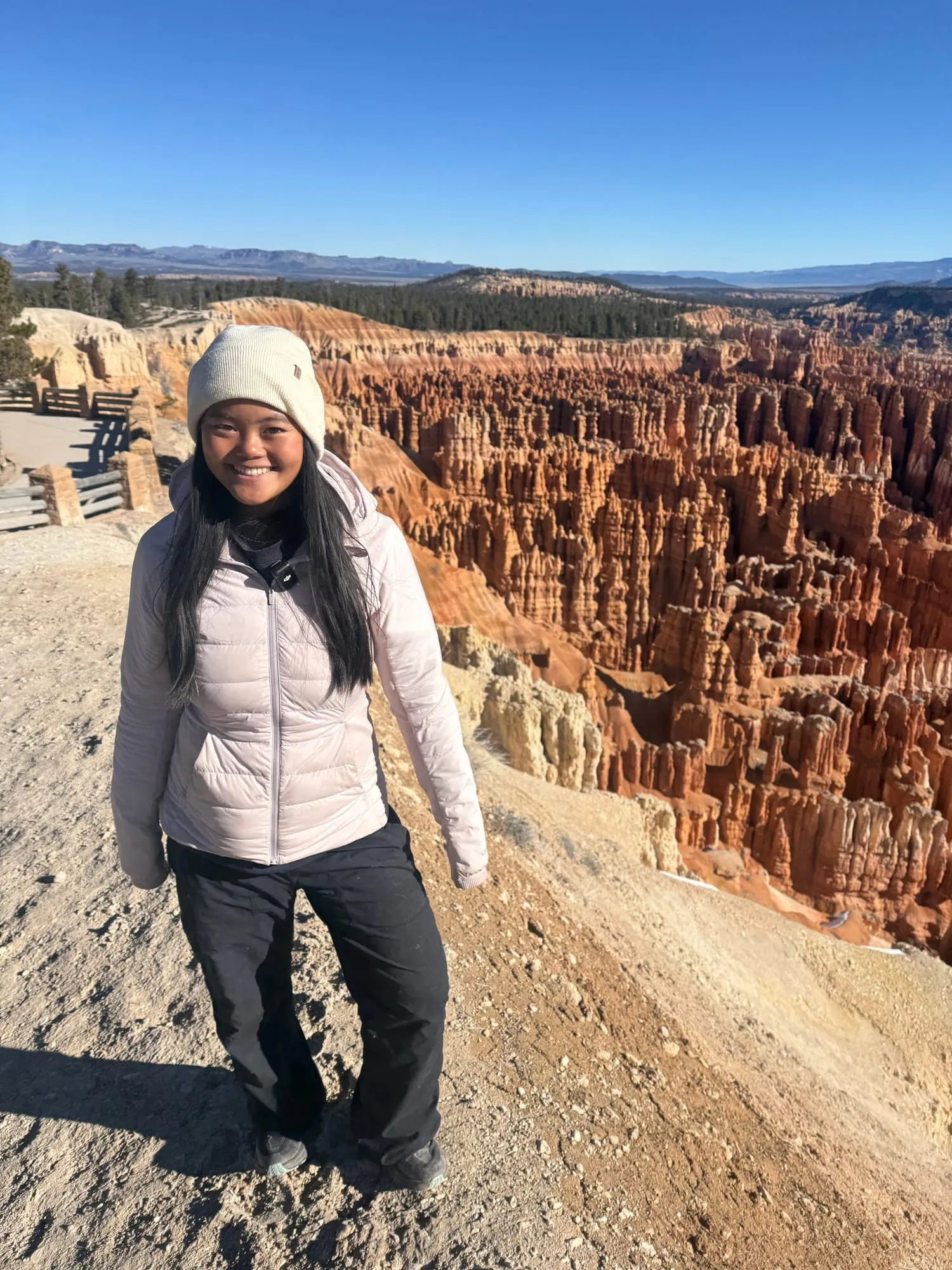 Bundled up on the rim trail