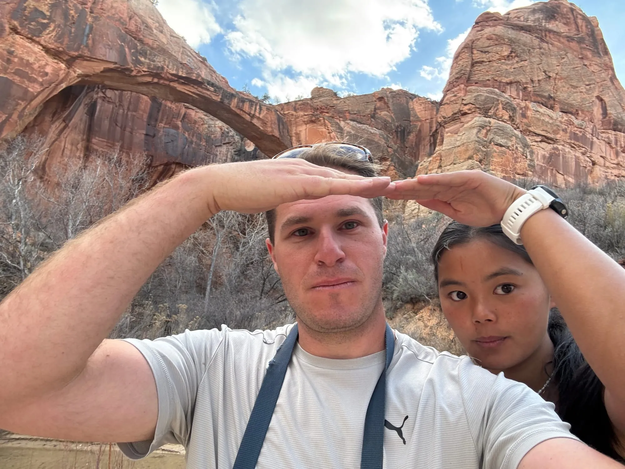 Hamming it up beneath a natural arch